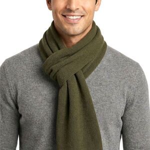 C.P. Company Men's Olive Green Lambswool Knit Winter Scarf